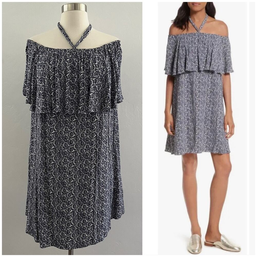 Rebecca Minkoff Havasau Dress Size 4 Blue Off The Shoulder Floral Beach Coastal
